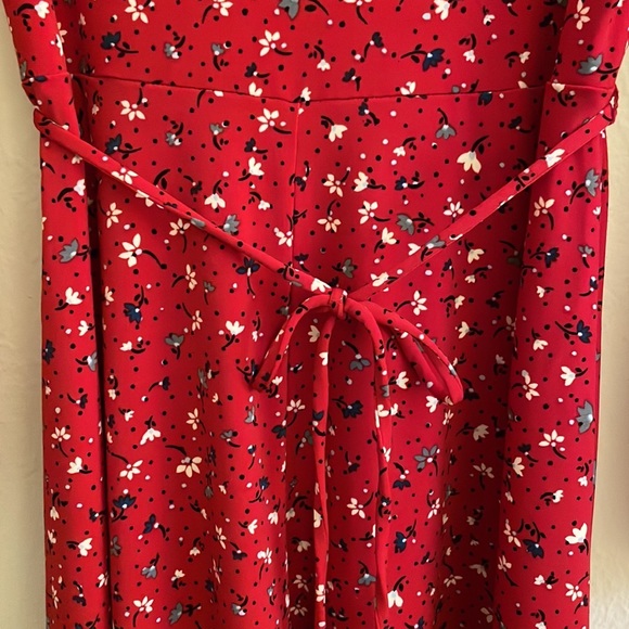 Banana Republic Floral Red Belted Fit-and-flare Dress Sz XS - Picture 6 of 8
